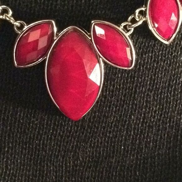 Charming Charlie’s wine red bib necklace - Picture 2 of 4